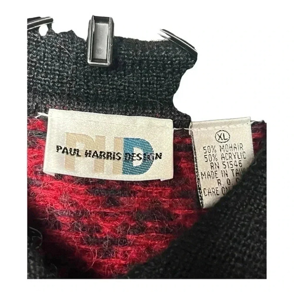 1535. VINTAGE PAUL HARRIS‎ DESIGNS MOHAIR LONG SLEEVE FULL ZIP CARDIGAN CHEVRON - Picture 5 of 9